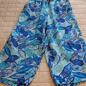 Sigrid Olsen Blue Leaves Linen Pants